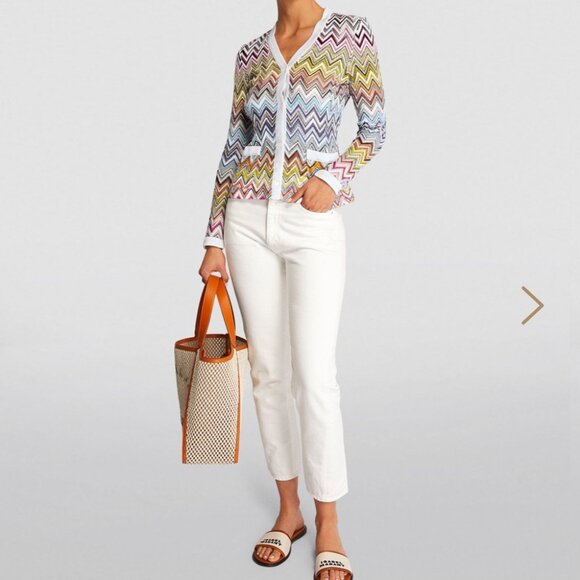 Missoni ZigZag Knit Cardigan Sweater Top 2024 Harrods Multicolor Crochet Rainbow - Picture 13 of 14